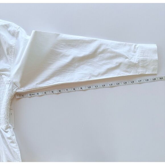 NWT Steve Madden Marisol Cotton Smocked Corset Detail Shirt in White Size Small - Picture 16 of 16